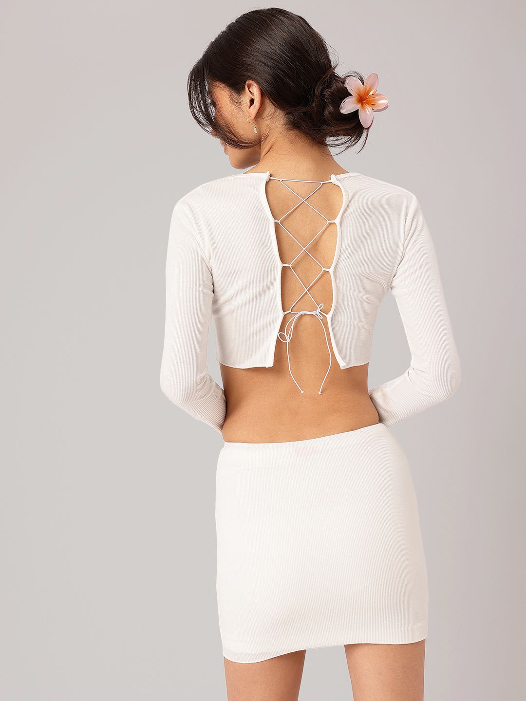 DressBerry Snowy Luxe Crop Ribbed Co-Ord