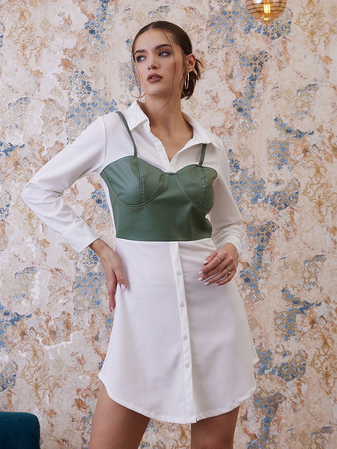 Athena Shirt Collar A-Line Party Mini Dress