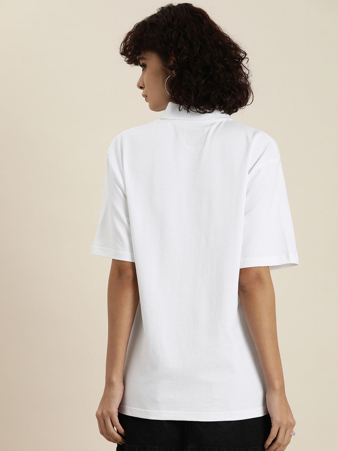 DILLINGER Womens Honeycomb Structure Oversized Polo T-shirt