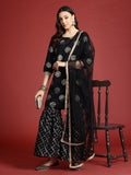 Anouk Tyohaar Foil Print Kurta with Sharara & Dupatta