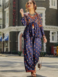 Rustorange Women Floral Printed Empire Kurti with Palazzos