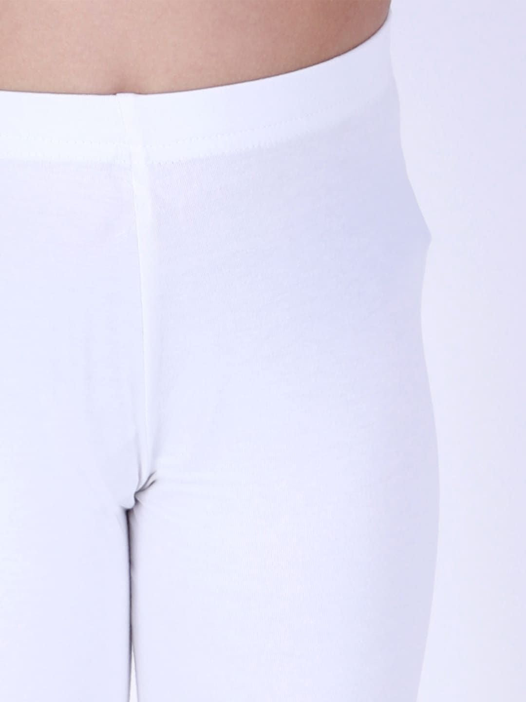 VASTRAMAY Girls White Chikankari Cotton Kurta And Leggings