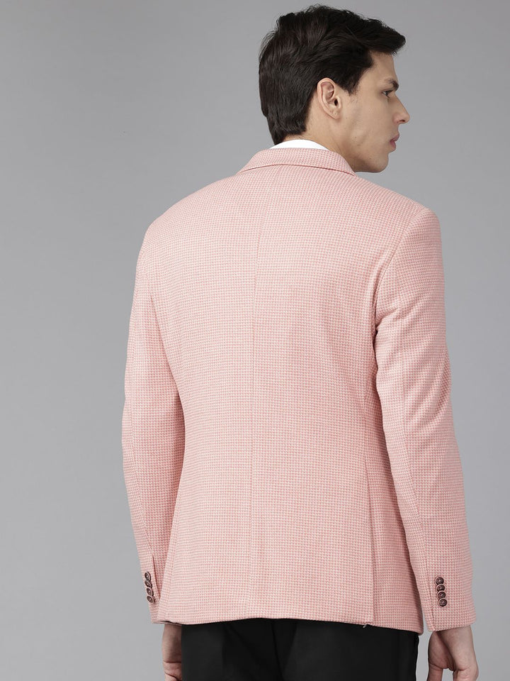 Park Avenue Self Checked Super Slim Fit Single-Breasted Formal Blazer