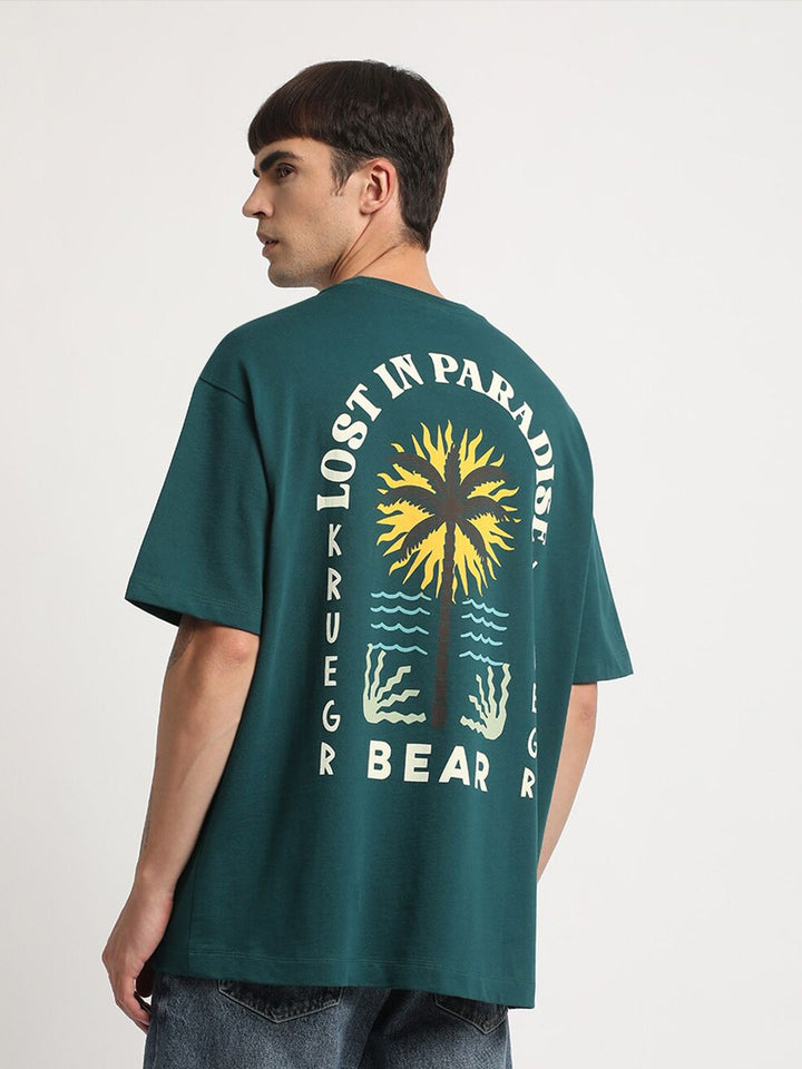 THE BEAR HOUSE Graphic Printed Round Neck Cotton Oversized T-shirt