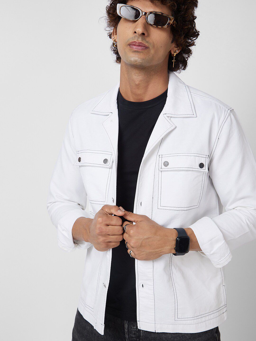 VASTRADO Classic Slim Fit Cuban Collar Casual Shacket