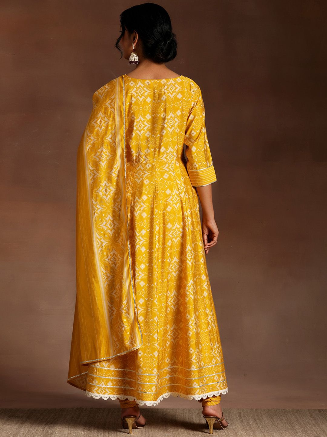 Libas Ethnic Motifs Printed Thread Work Anarkali Kurta With Churidar & Dupatta