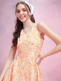 DressBerry Geometric Fit & Flare Dress