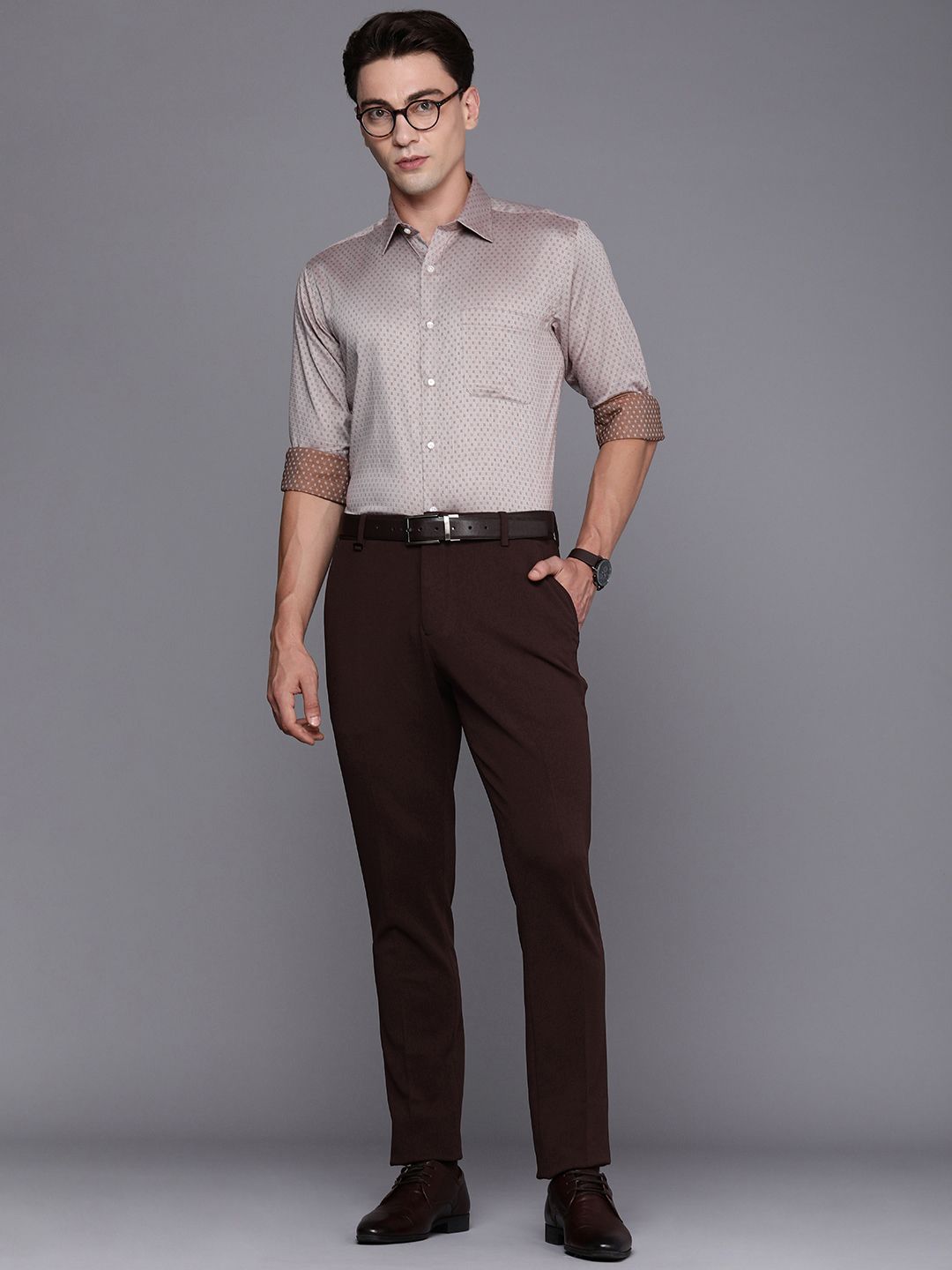Raymond Textured Slim Fit Pure Cotton Formal Shirt