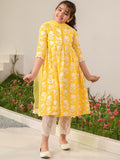pspeaches Girls Floral Printed Regular Pure Cotton Kurta with Trousers & Dupatta