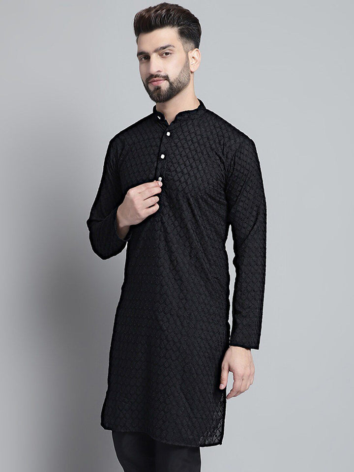 Jompers Geometric Embroidered Straight Pure Cotton Kurta