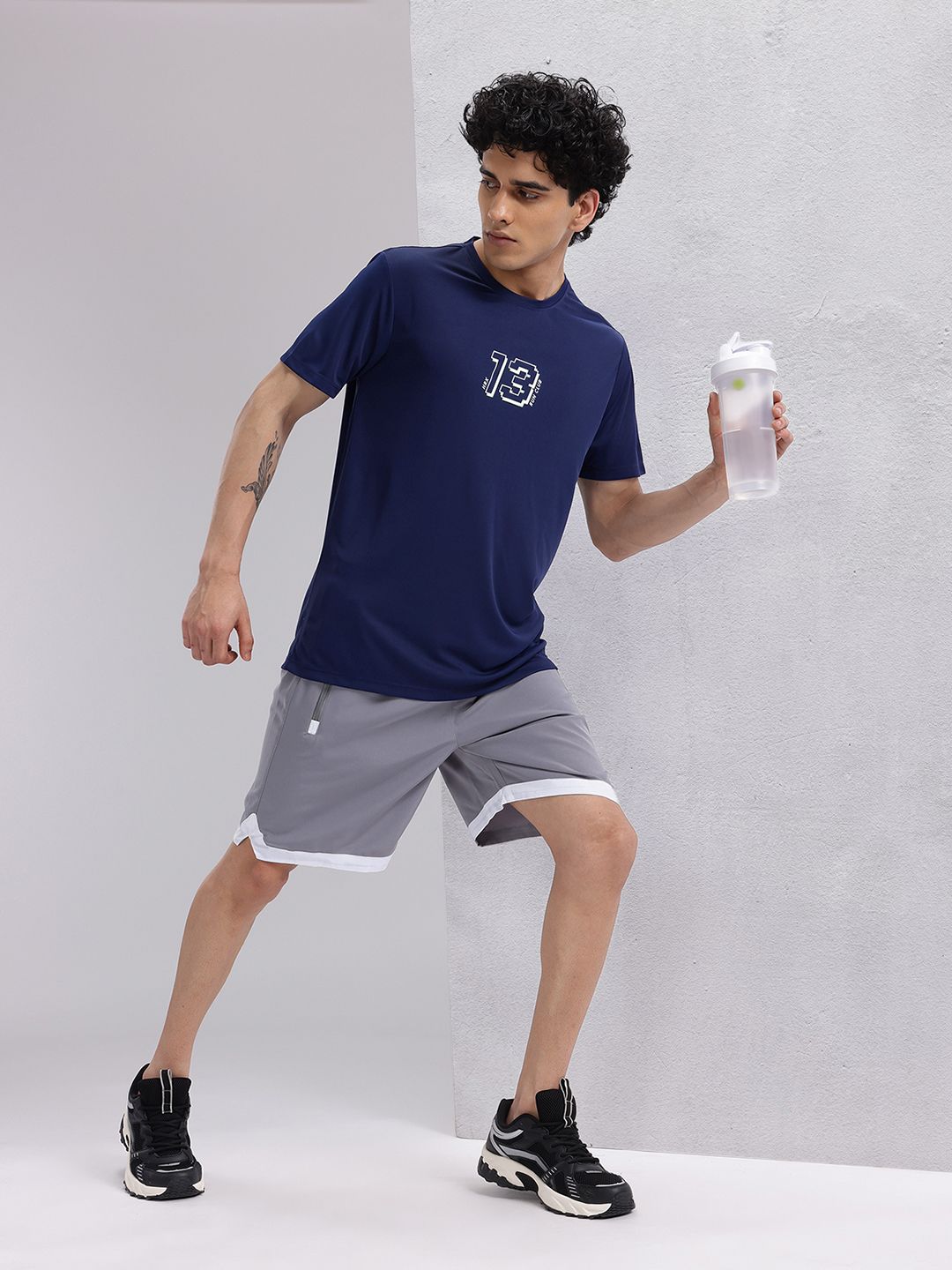 HRX by Hrithik Roshan Rapid-Dry Typography Print Indigo Running T-shirt