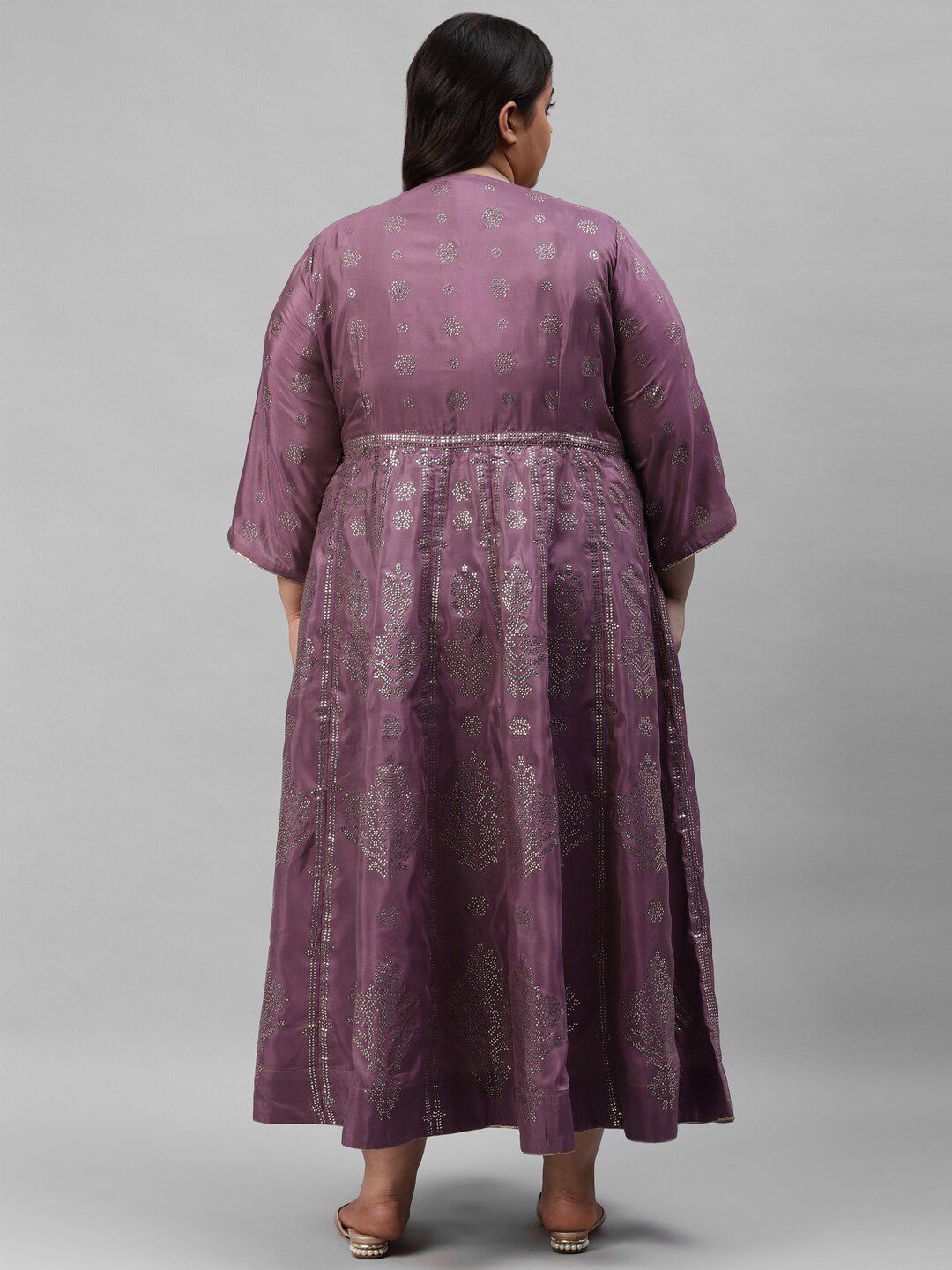 W Purple Women Plus Size Ethnic Motifs Maxi Dress