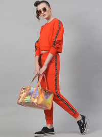 STREET 9 Women Pure Cotton Orange Regular Fit Solid Joggers