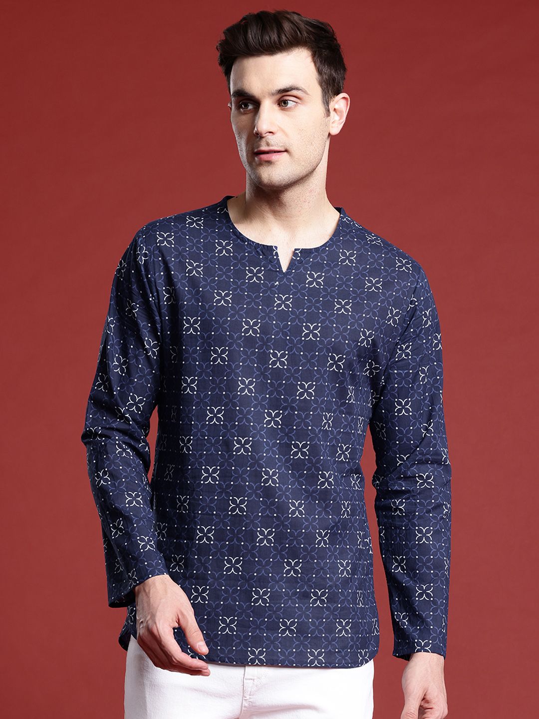 Anouk Men Geometric Printed Pure Cotton Kurta