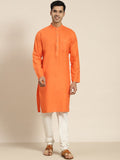 SOJANYA Men Orange Kurta with Churidar