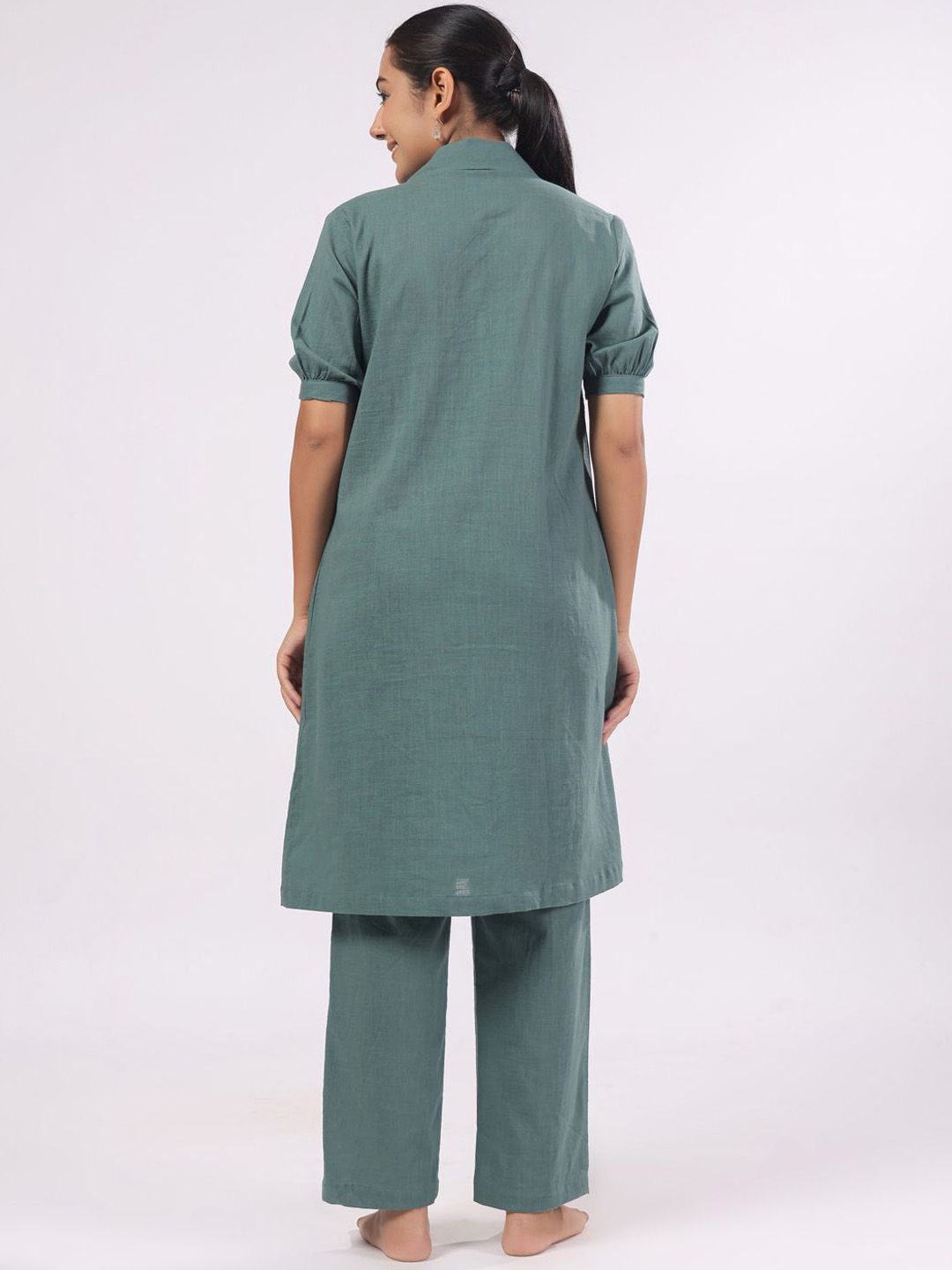 SANSKRUTIHOMES Women Lapel Collar Night suit