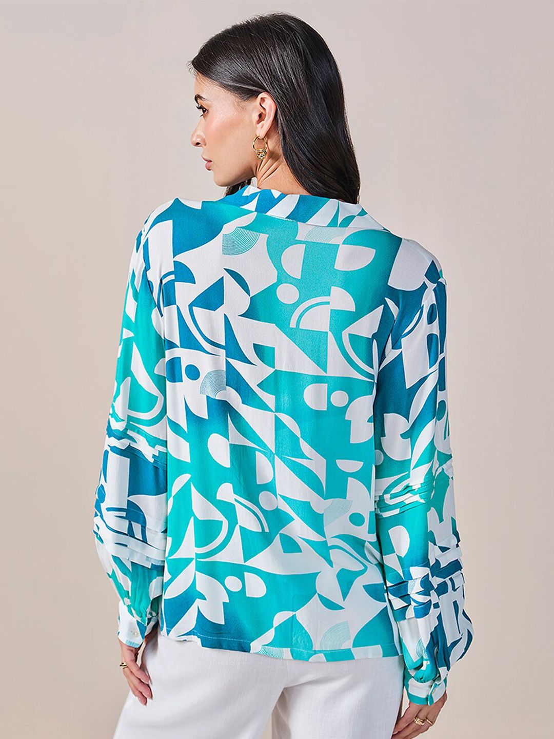 AND Geometric Print Shirt Style Top
