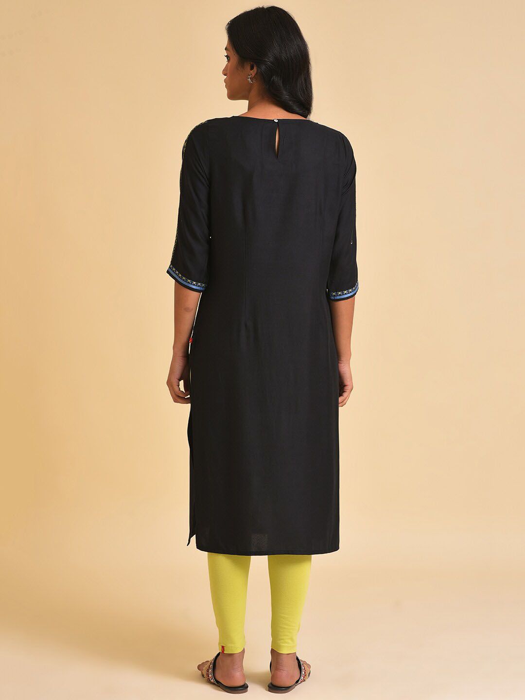 W Black Woven Design Kurta