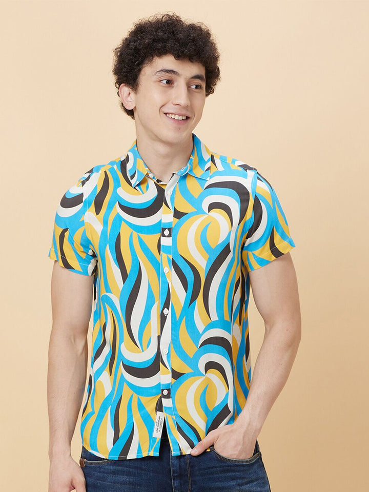 Being Human Slim Fit Geometric Printed Casual Shirt