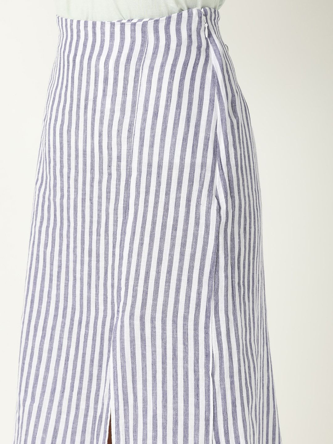 RAREISM Women Moonly Blue Striped A-Line Skirts