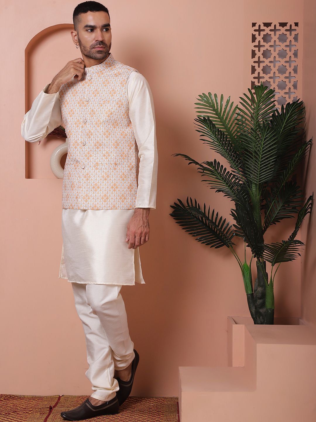 Jompers Regular Kurta with Churidar With Nehru Jacket