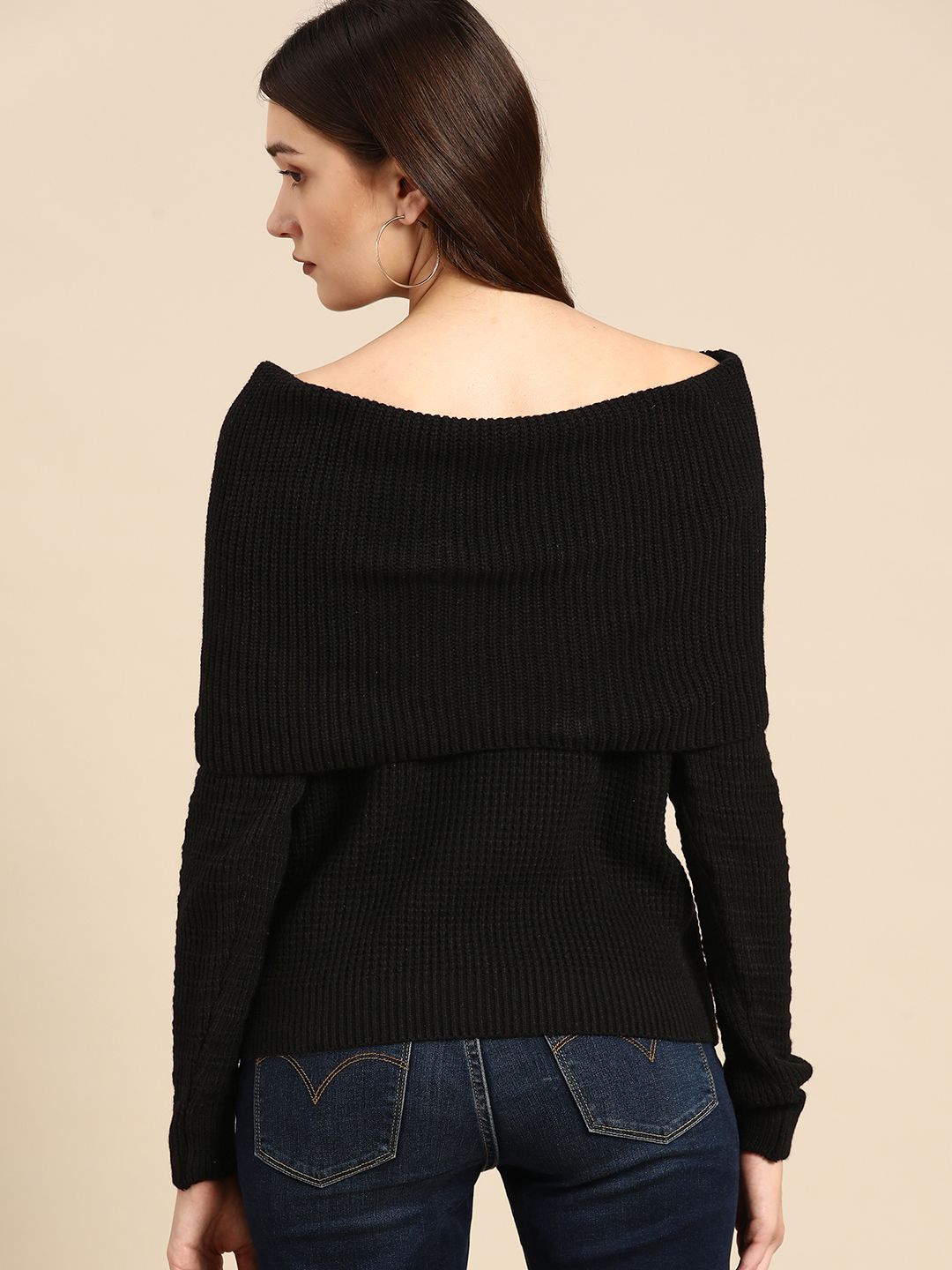all about you Women Black Cable Knit Pullover