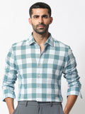 RARE RABBIT Men Ventura Slim Fit Tartan Checked Cotton Shirt