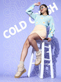 Berrylush Women Blue Floral Knits Bits Sweater