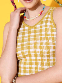STREET 9 Yellow Checked Top