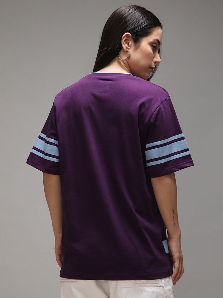 DILLINGER Women Short Sleeve Oversized V-Neck Printed Tshirt