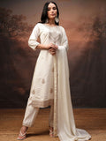 Vishudh Women Embroidered Kurta With Pant And Chinon Chiffon Dupatta