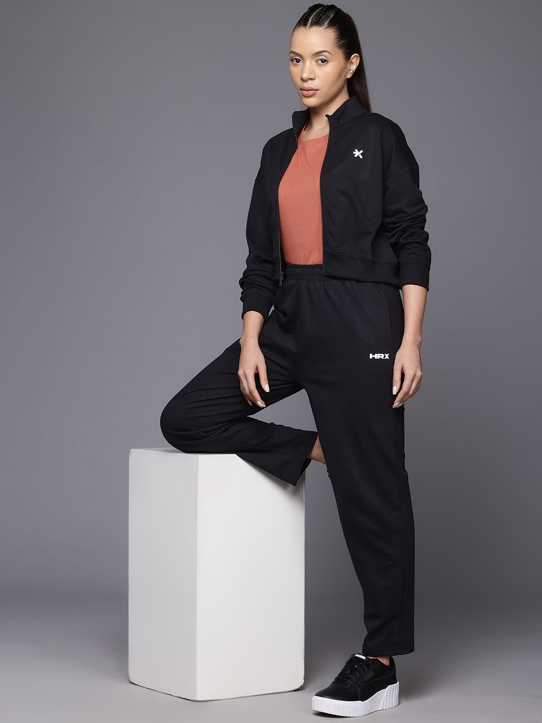 HRX by Hrithik Roshan Brand Logo Detail Lifestyle Zip-Up Tracksuit