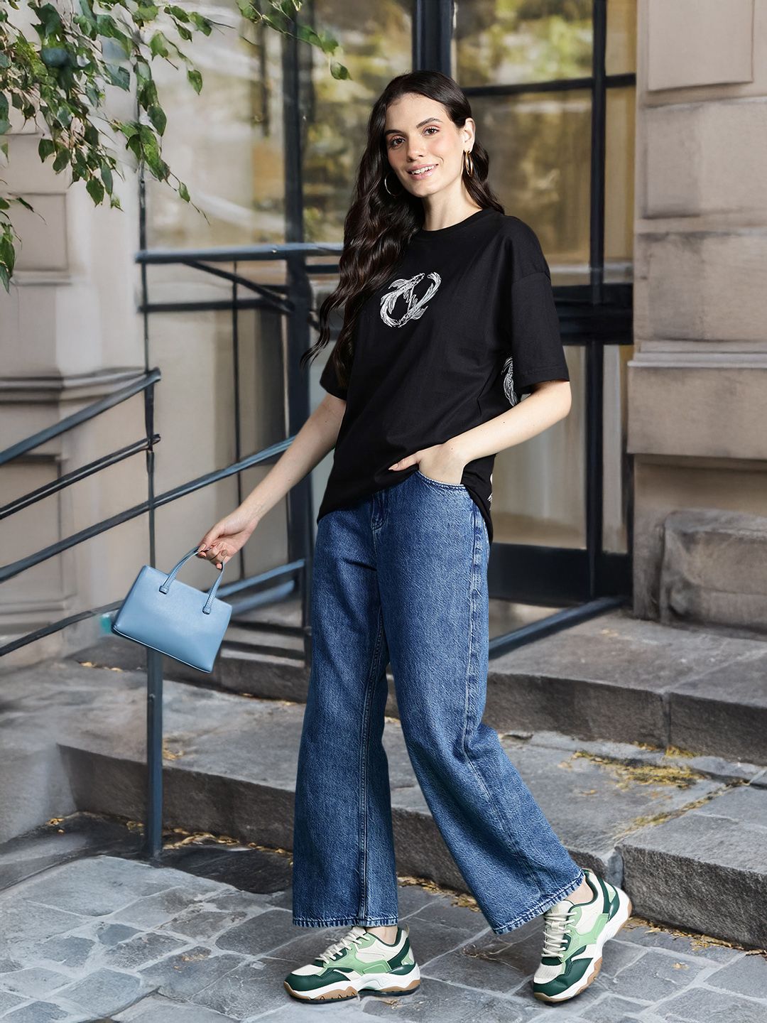 DressBerry Women Printed Drop-Shoulder Sleeves Pure Cotton T-shirt