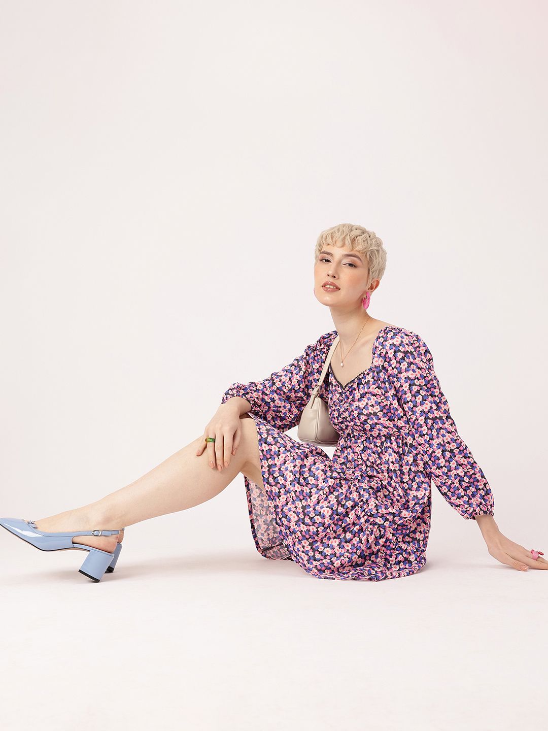 DressBerry Floral Printed Smocked A-line Dress