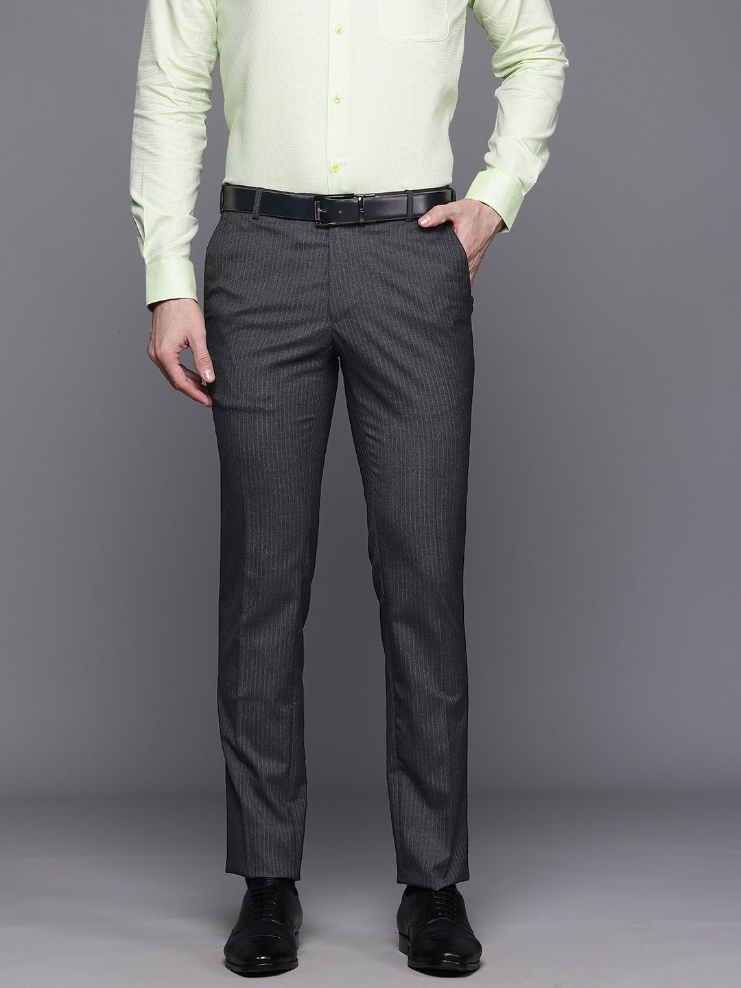 Raymond Men Flat-Front Slim Fit Trousers