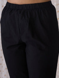 Indo Era Floral Embroidered Panelled Pure Cotton A-Line Kurta With Trouser & Dupatta