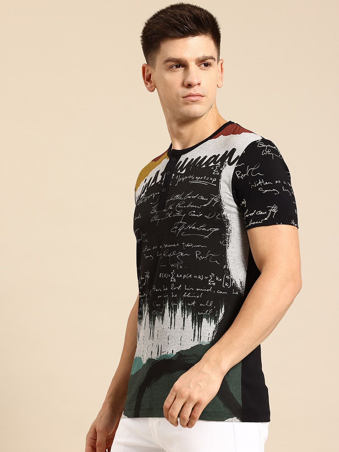 Being Human Typography Henley Neck T-shirt