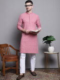 Jompers Floral Embroidered Thread Work Sequinned Pure Cotton Kurta