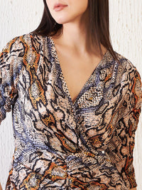 Antheaa Animal Printed Ruched Sheath Dress