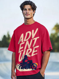 Bewakoof Men Red Printed Oversized T-shirt