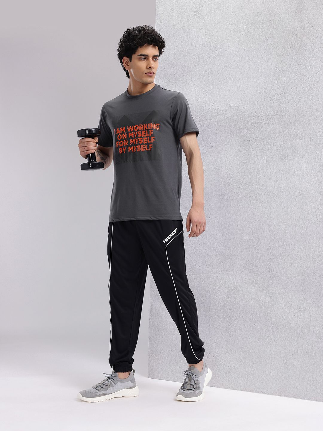 HRX by Hrithik Roshan Typography Printed Training Longline T-shirt