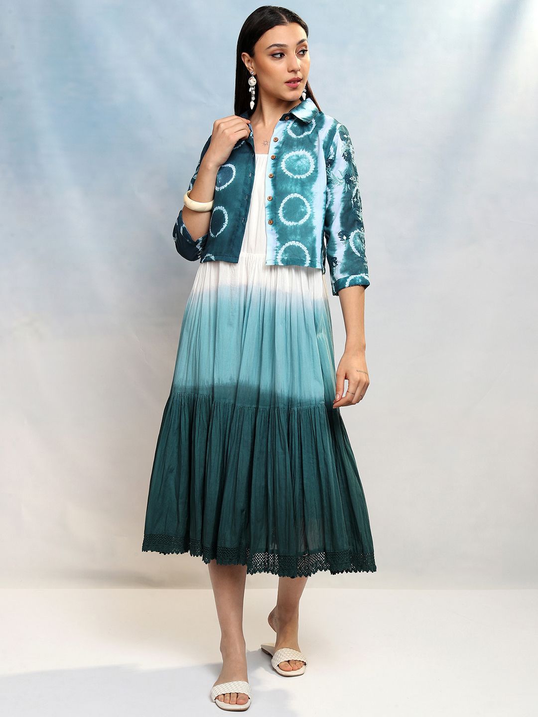 Vishudh Tie and Dye Dyed A-Line Midi Holi Dress