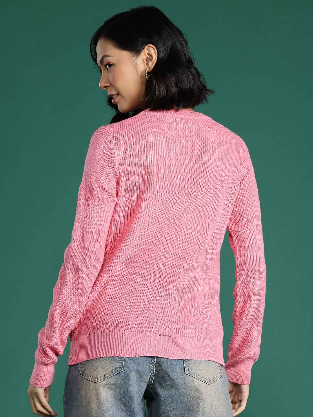 DressBerry Wanita Pullover Akrilik Bersulam Bunga