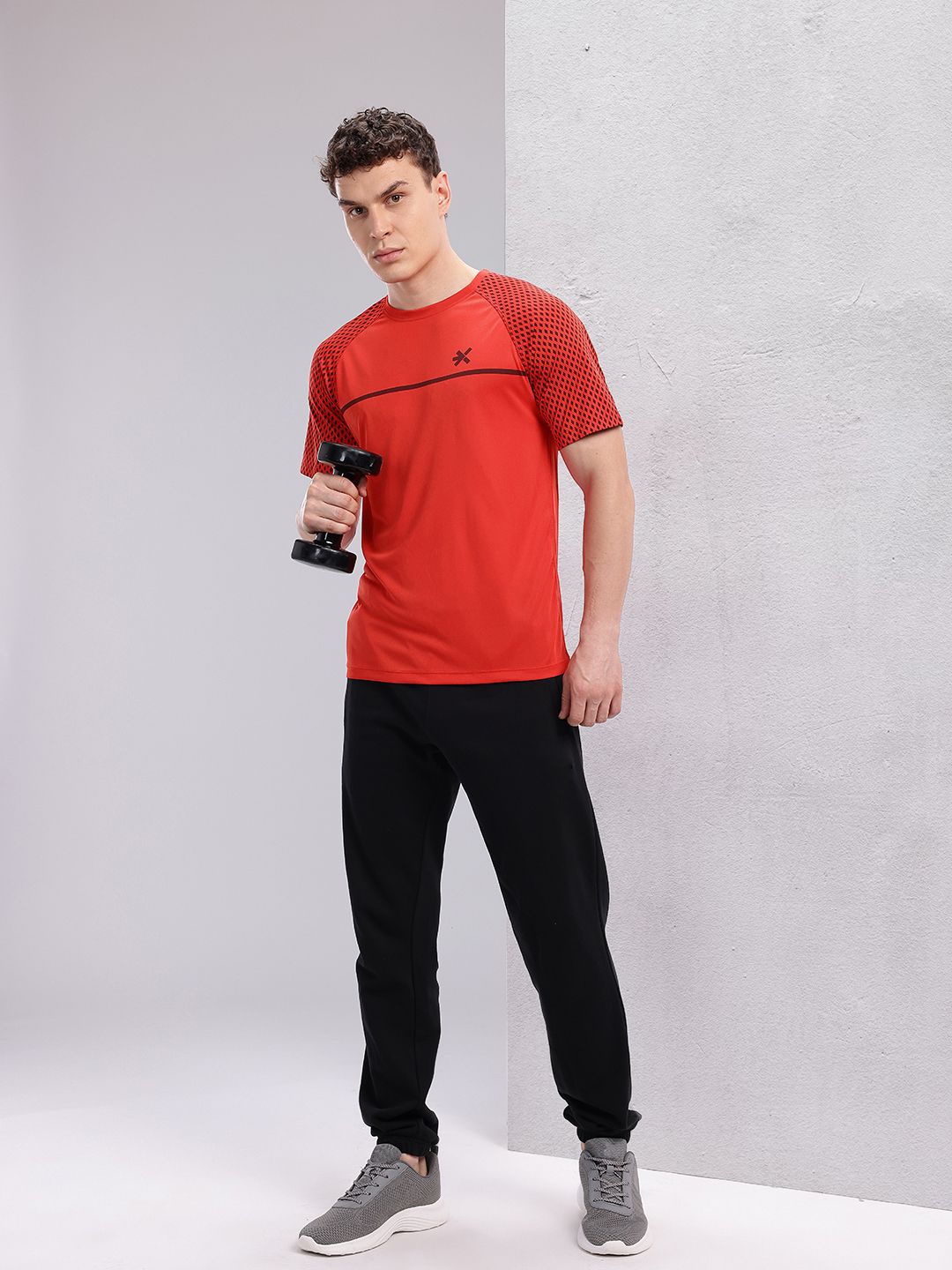 HRX by Hrithik Roshan Brand Logo & Geometric Printed Rapid-Dry Training T-shirt