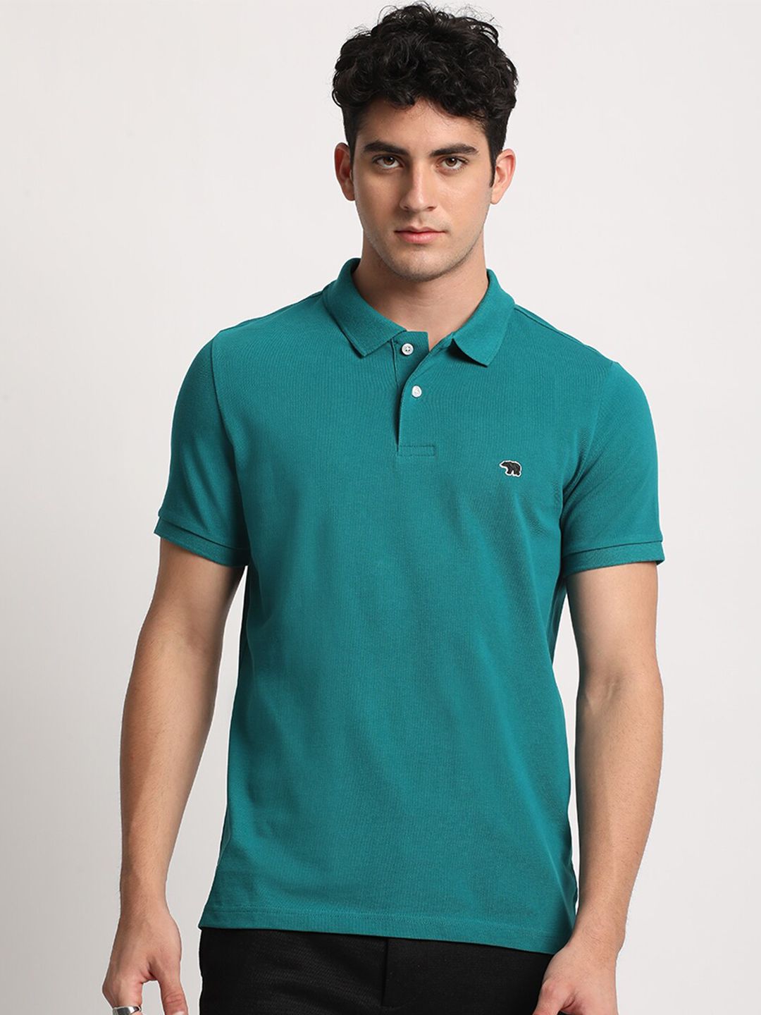 THE BEAR HOUSE Men Solid Regular Fit Cotton Polo Collar T-Shirts