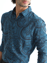 RARE RABBIT Men Paisum Slim Fit Opaque Printed Cotton Shirt