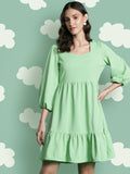 DressBerry Sweetheart Neck Puff Sleeve A-Line Dress