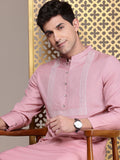 House of Pataudi Ethnic Motifs Yoke Design Mandarin Collar Thread Work Jashn Kurta