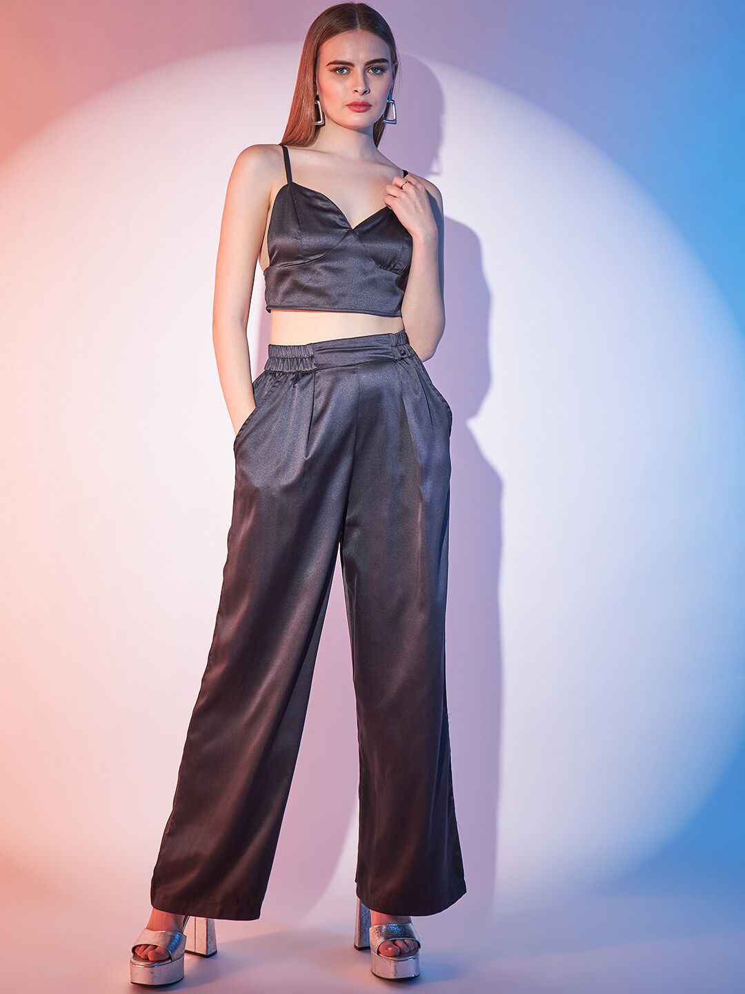 STREET 9 V-Neck Top, Trousers and Shrug Co-Ords