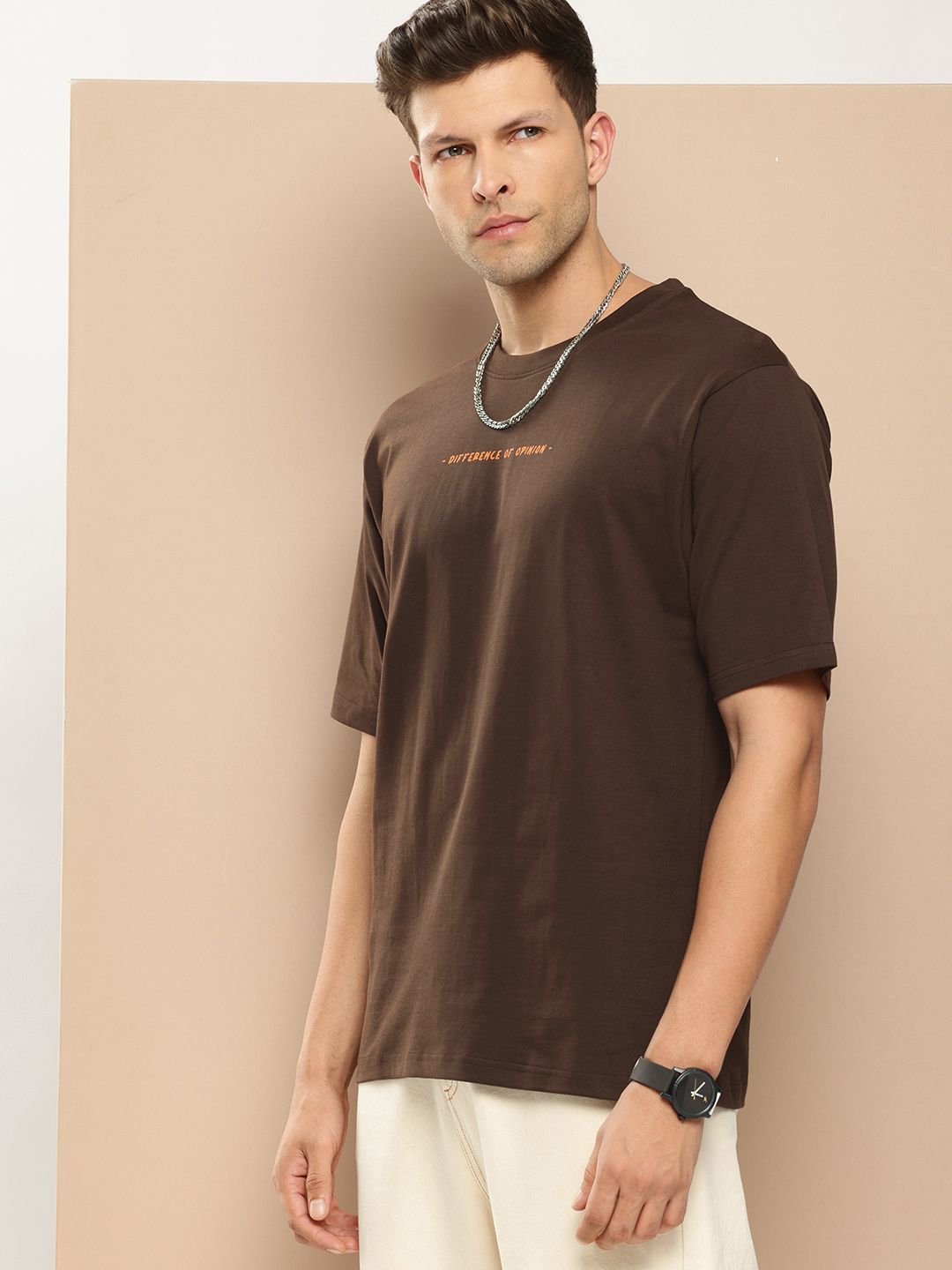 Difference of Opinion Men Typography Printed Pure Cotton Oversized T-shirt